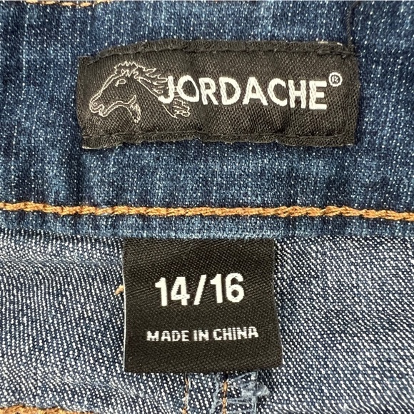 Jordache Cut Off Embellished Jean Shortalls Size 14/16 Girl’s - Picture 2 of 6